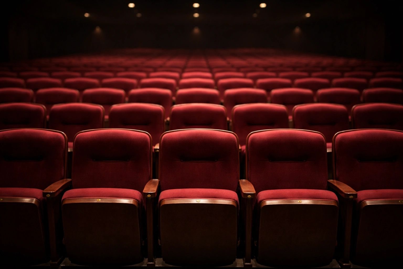 Rows of restored red auditorium seating